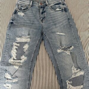 Distressed Blue Jeans